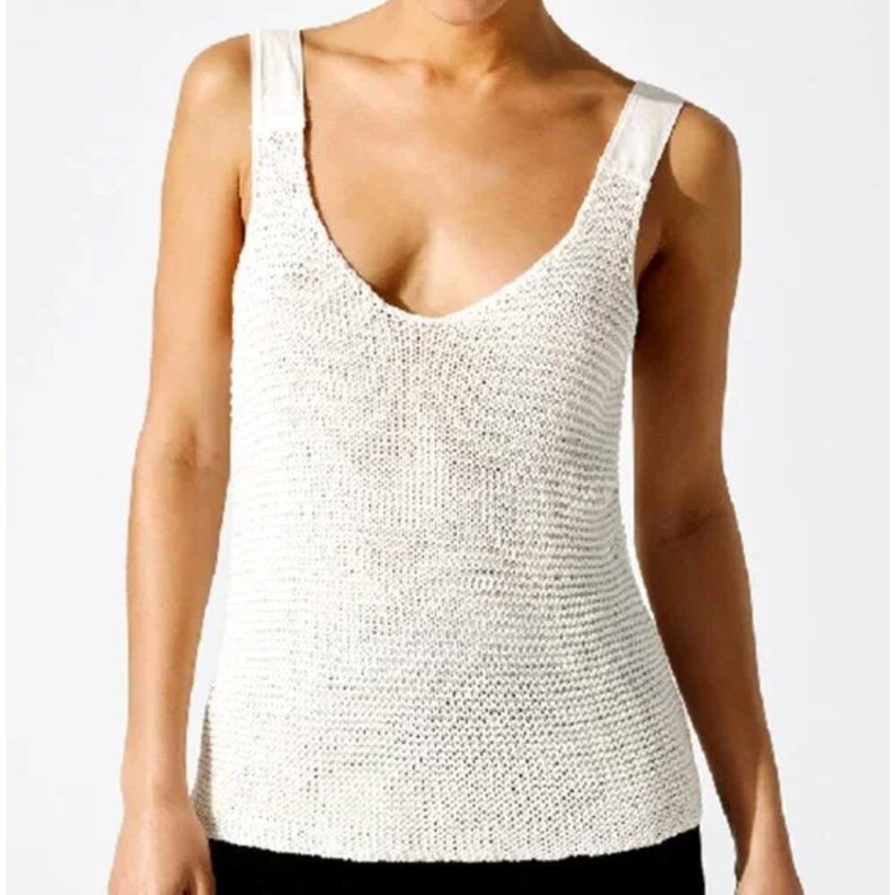 The Range Womens Drift Knit Extended Strap White Sweater Knit Tank Top Blouse XS